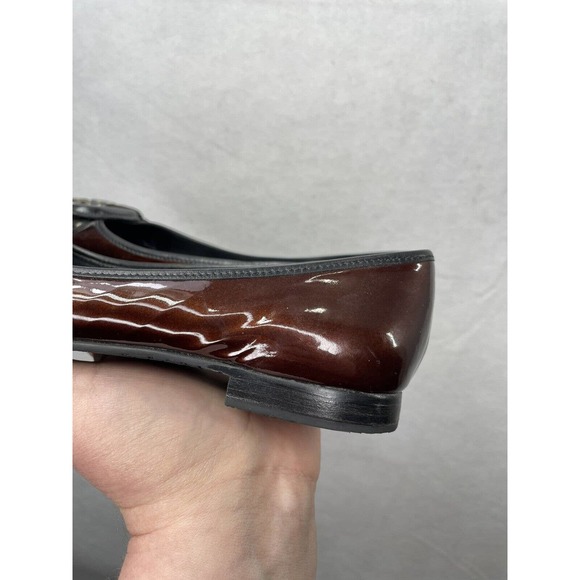 Bernardo Dark Brown Loafer Womens Size 6.5 Made In Brazil Shoes Glossy Finish - Picture 9 of 10